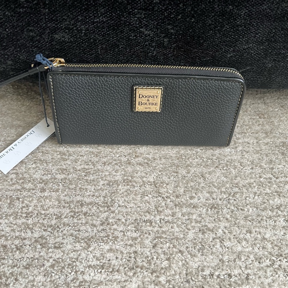 Dooney & Bourke Charcoal Leather Zip Wallet